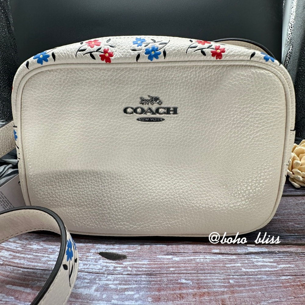 COACH | Cream Crossbody Camera Bag with Floral Print Optional Strap NWT - Picture 4 of 11